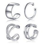 925 Sterling Silver Non-Piercing Ear Cuffs - 4 Styles