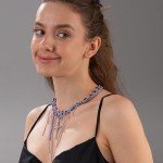 Layered Stainless Steel Cross Necklace with Purple Crystal