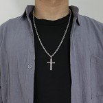 Sterling Silver Cross Necklace with Rope Chain