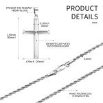 Sterling Silver Cross Necklace with Rope Chain