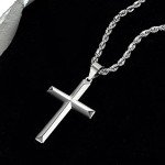 Sterling Silver Cross Necklace with Rope Chain