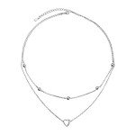 Sterling Silver Layered Heart Necklace for Women