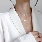 FLYOW S925 Sterling Silver Layered Necklace for Women