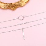FLYOW S925 Sterling Silver Layered Necklace for Women
