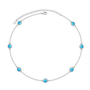 Turquoise Pendant Choker Necklace in Sterling Silver