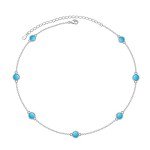 Turquoise Pendant Choker Necklace in Sterling Silver