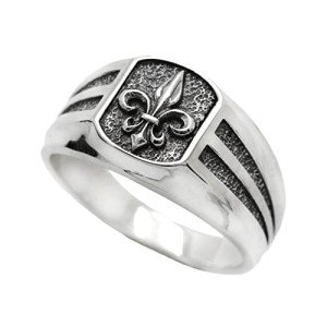 Fleur-De-Lis Sterling Silver Men's Signet Ring