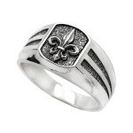 Fleur-De-Lis Sterling Silver Men's Signet Ring