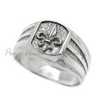Fleur-De-Lis Sterling Silver Men's Signet Ring
