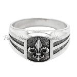 Fleur-De-Lis Sterling Silver Men's Signet Ring