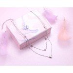 Sterling Silver Layered Heart Necklace for Women