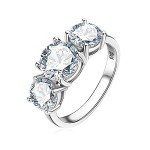 Moissanite 3-Stone Engagement Ring in Sterling Silver