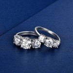 Moissanite 3-Stone Engagement Ring in Sterling Silver