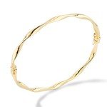 Miabella 18K Gold Over Silver Oval Twist Bangle