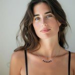 Black Onyx Beaded Bar Necklace in Silver