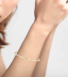 Miabella 18K Gold Over Silver Oval Twist Bangle