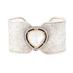 Oxidized Silver Kundan Crystal Cuff Bracelet