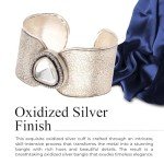 Oxidized Silver Kundan Crystal Cuff Bracelet