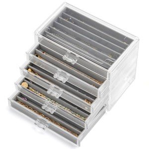 Velvet Necklace Organizer Box with 30 Compartments