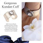 Oxidized Silver Kundan Crystal Cuff Bracelet