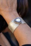 Oxidized Silver Kundan Crystal Cuff Bracelet
