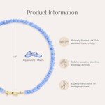 Aquamarine Beaded Choker Necklace with Gold Bow