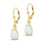 14K Gold Plated Opal Teardrop Earrings for Women