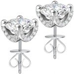 Moissanite Stud Earrings 2 Carat in Silver