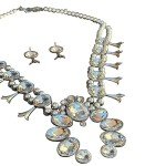 Boho Turquoise Squash Blossom Necklace & Earrings Set
