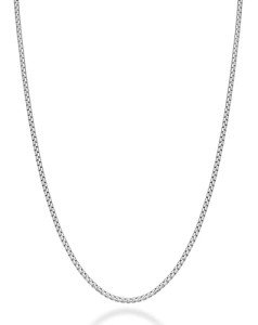 Miabella 2mm Sterling Silver Box Chain Necklace