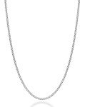 Miabella 2mm Sterling Silver Box Chain Necklace