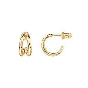 18K Gold Vermeil Split Hoop Huggie Earrings