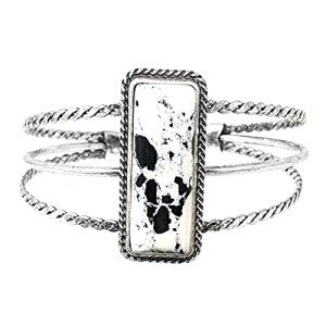 Western Style Howlite Stone Open Cuff Bracelet
