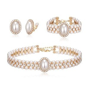 Vintage 1920s Pearl and Crystal Jewelry Set