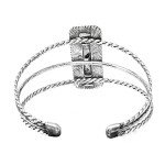 Western Style Howlite Stone Open Cuff Bracelet