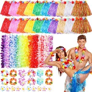 WILLBOND 80 Pcs Hawaiian Hula Costume Set