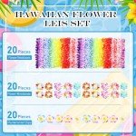WILLBOND 80 Pcs Hawaiian Hula Costume Set