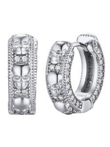 Men's Skull Hoop Earrings with Cubic Zirconia
