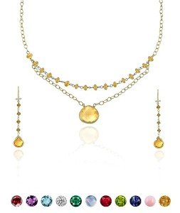 Dainty Citrine Heart Necklace & Earring Set