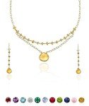 Dainty Citrine Heart Necklace & Earring Set