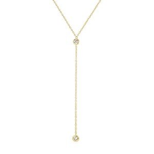 14k Gold Vermeil Double Diamond Long Y Necklace