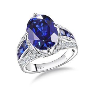 Sterling Silver Birthstone Engagement Ring for Her