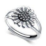 Vintage Sunflower Sterling Silver Adjustable Ring