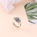 Vintage Sunflower Sterling Silver Adjustable Ring