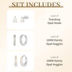 Dainty Opal Hoop Earrings in Sterling Silver