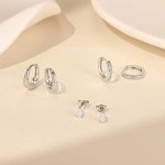 Dainty Opal Hoop Earrings in Sterling Silver