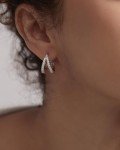 Sterling Silver Cubic Zirconia Double Hoop Earrings
