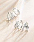 Sterling Silver Cubic Zirconia Double Hoop Earrings