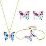 Dainty Butterfly Crystal Jewelry Set for Women
