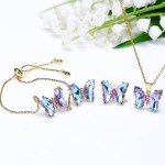 Dainty Butterfly Crystal Jewelry Set for Women